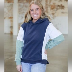Blue White Green Movemama Colorblock Breastfeeding Nursing Sweatshirt Small
